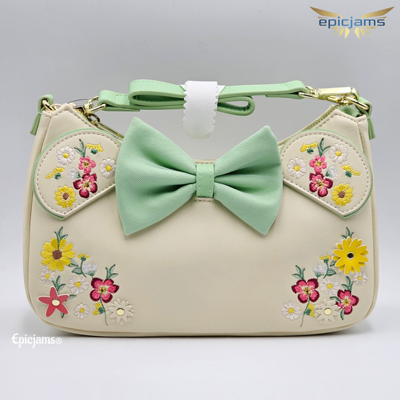 Loungefly Disney Minnie Mouse Floral Ears Mint Green Crossbody Shoulder Bag New - Picture 2 of 5